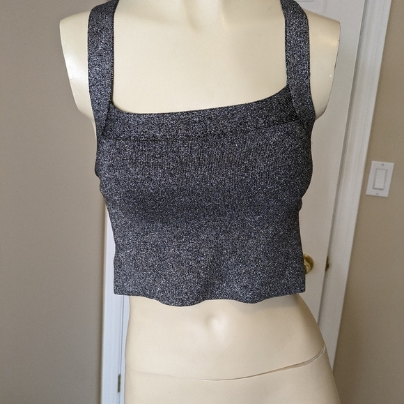 Aritzia Wilfred metallic cropped shirt silver - Picture 8 of 10